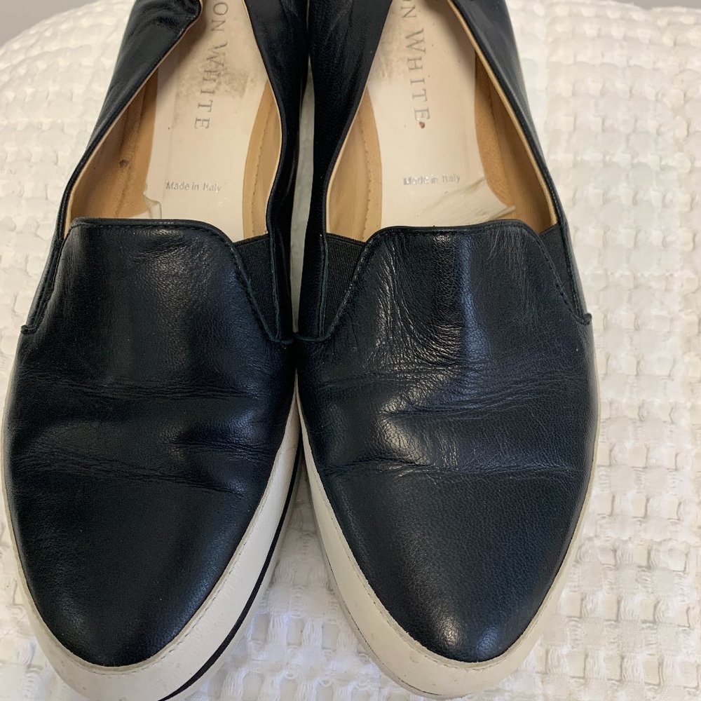 Ron White Nell Slip-On Sneakers Black and White Genuine Italian Leather Women’s